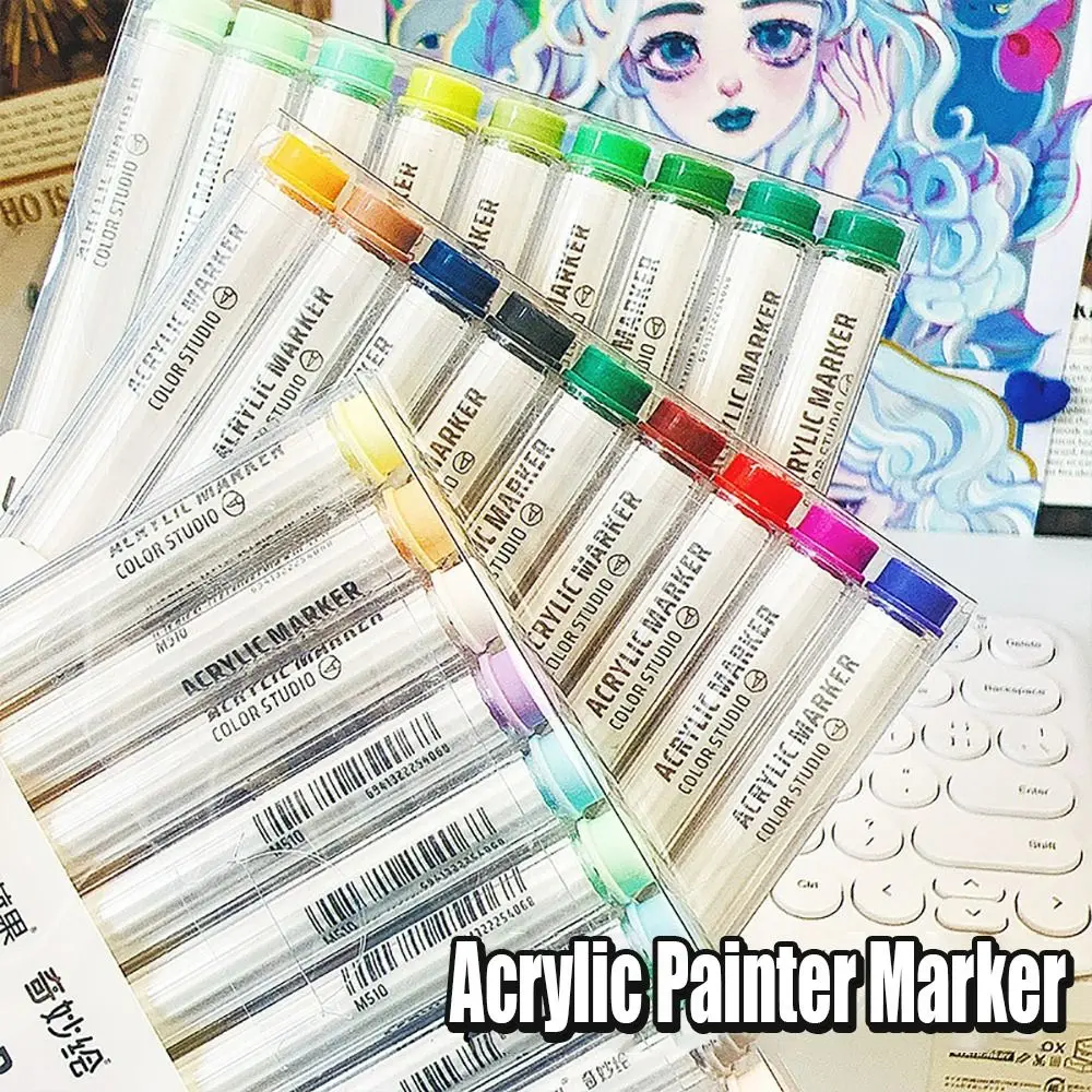 Multi-Color Acrylic Marker Pen Stackable Color Smooth Writing Colour Pen Art Stationery Quick Drying Art Watercolor Pen Painting