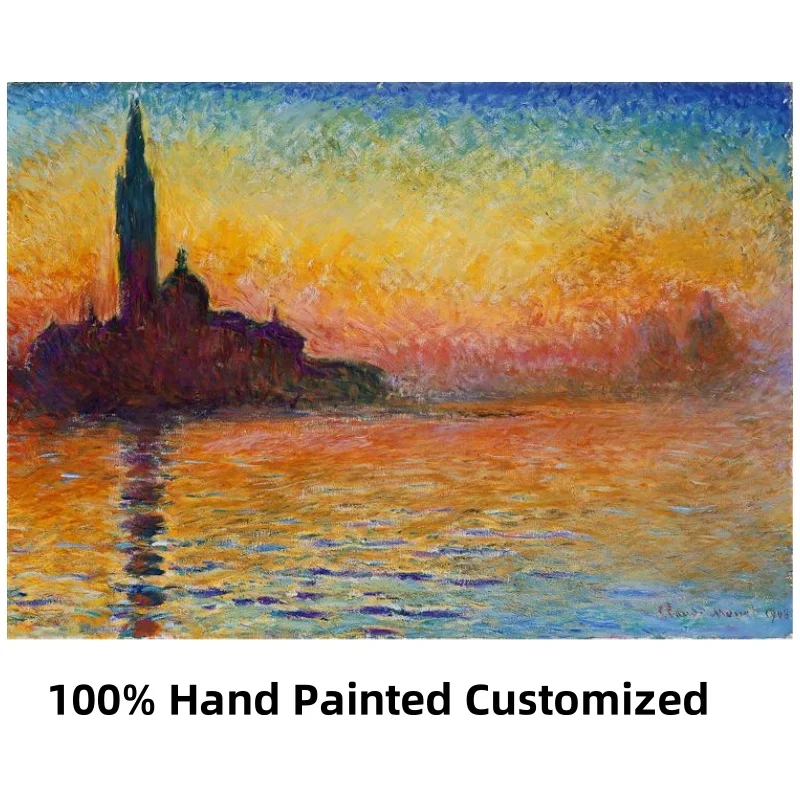 Impressionism Oil Paintings Copy on Canvas San Giorgio Maggiore at Dusk by Claude Monet Cityscape Wall Picture Arts Handpainted