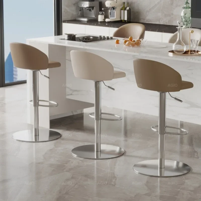 

Регулируемая высота, модные минималистичные высококачественные барные стулья из нержавеющей стали, вращающиеся для квартиры, одиночная мебель для отдыха