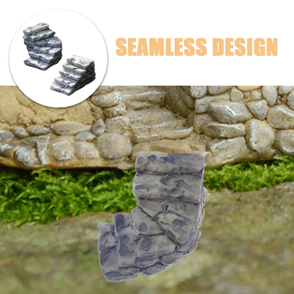 

2 Pcs Stone Steps Stair Dollhouse Decor Micro Landscape Stairs Model Staircase Accessories Miniature Décor Vintage