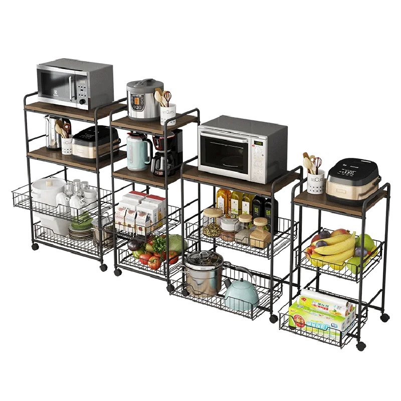 

Multi-Layer Kitchen Storage Cart - Vegetable Microwave Oven Rack, Electric Cooker Shelf, Mobile Space-Saving Appliance Stand