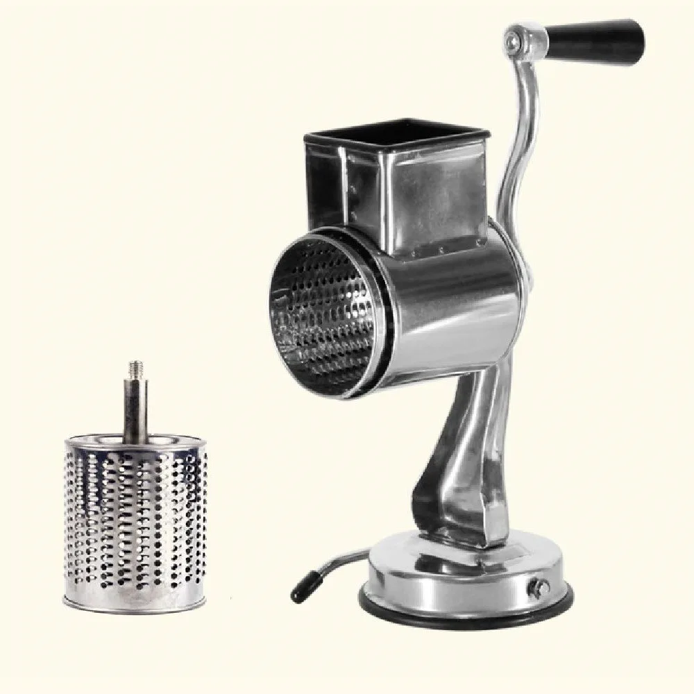 Rotary Grater Food Mills Nut Grinder with 5 Drum Blade Grinding Stainless Steel Multi-function Hand Roller Tool Set