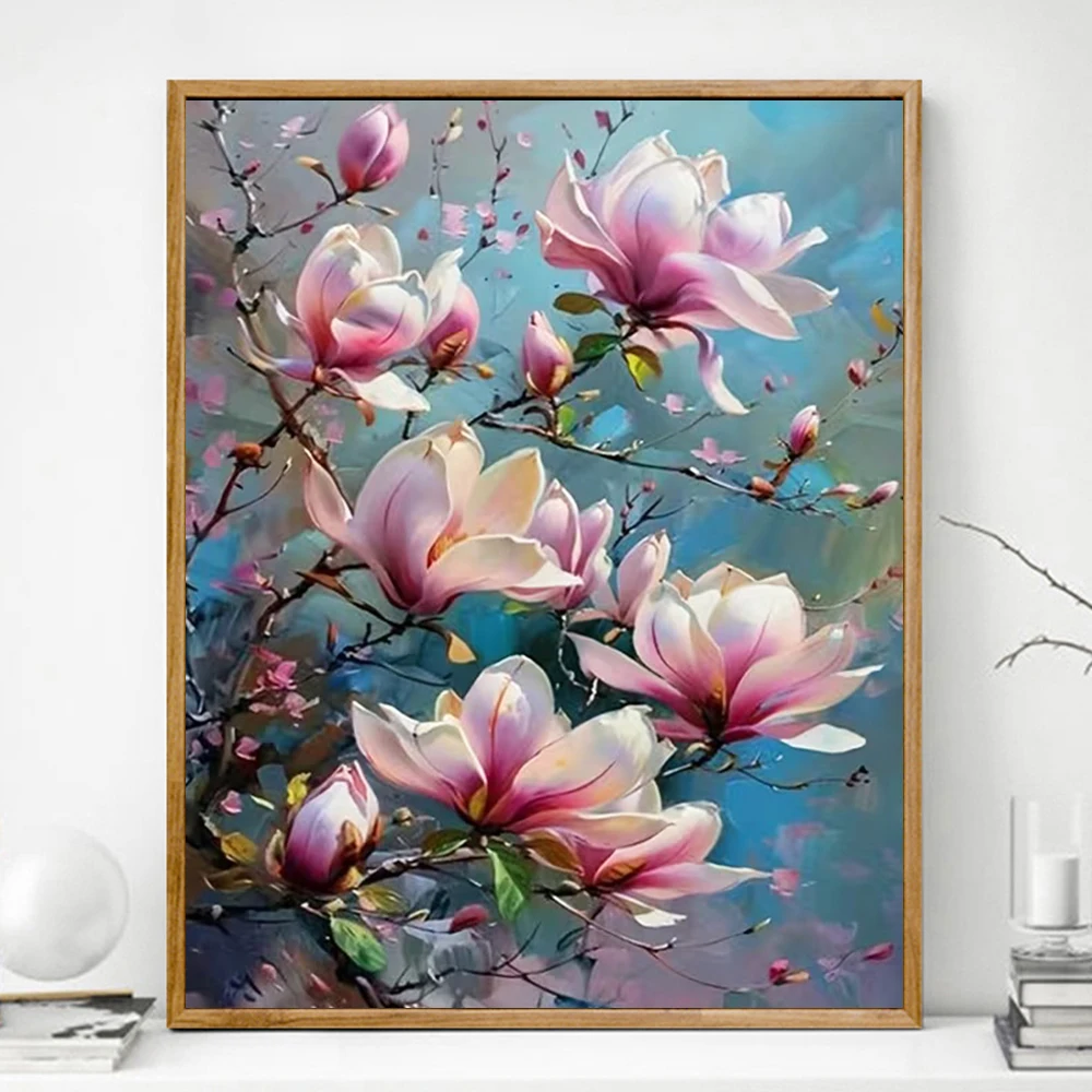 Momoart Picture By Numbers with Frame Flower DIY Painting By Number Framed Peach Blossom on Canvas Decor for Home HandPainted view 3