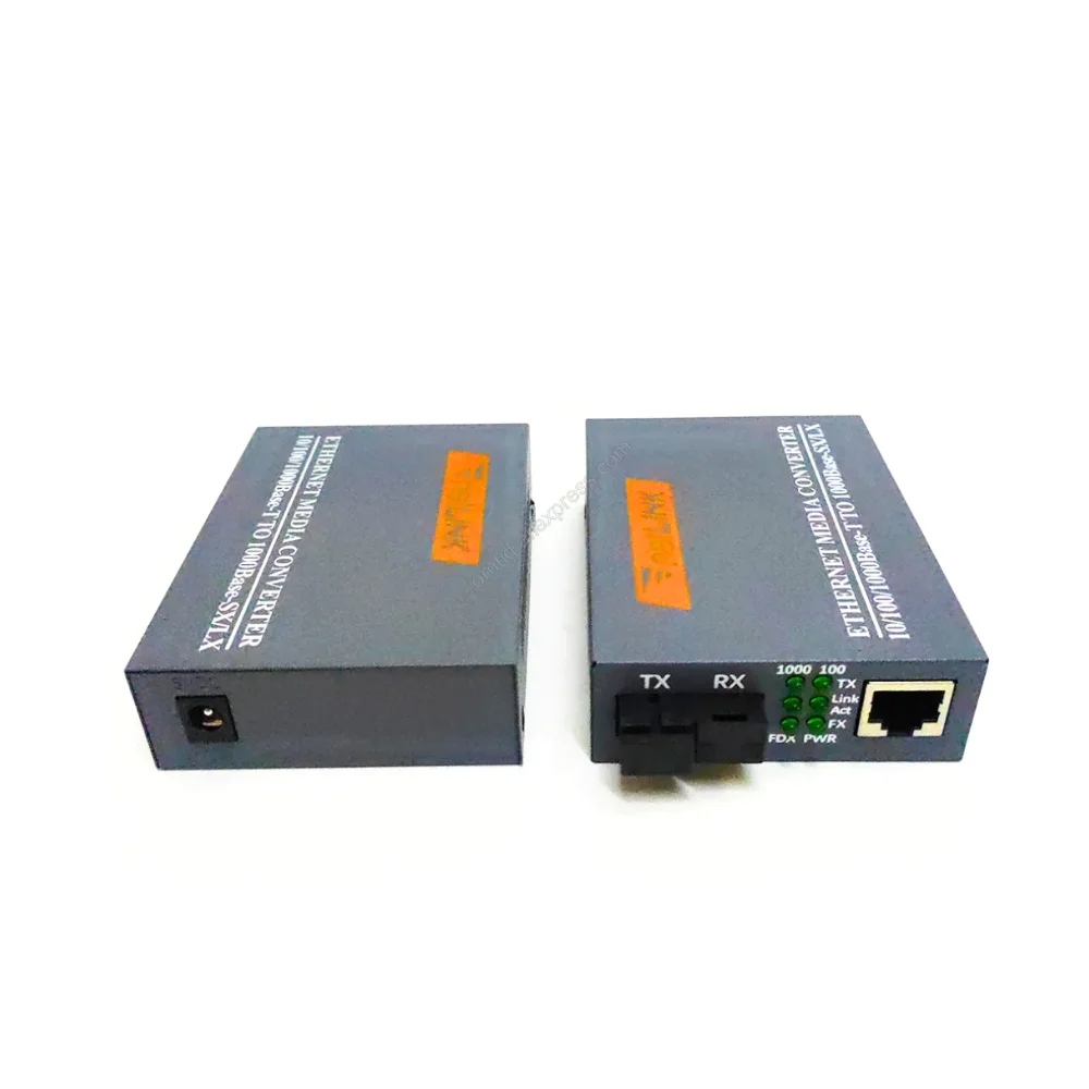 Single Mode Single Fiber SC Port 20KM 1 Pair HTB-GS-03 A/B Gigabit Fiber Optical Media Converter 1000Mbps External Power Supply