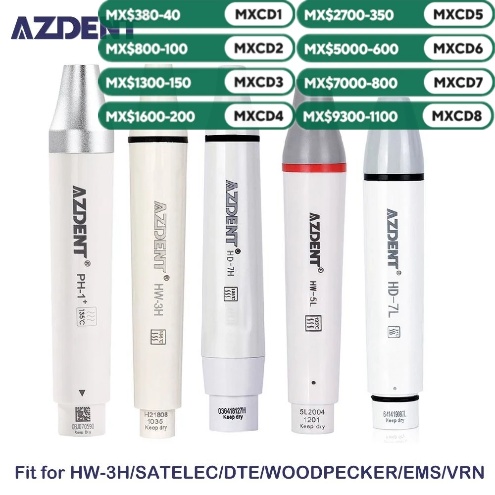 

AZDENT Dental Ultrasonic Piezo Scaler Handpiece HW-3H LED Fit for SATELEC DTE WOODPECKER EMS VRN Dental Ultrasonic Scalers