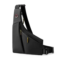 Men's New PU Leather Chest Bag Waterproof Large Capacity Cycling Shoulder Crossbody Bag Riding Personalized Style Sling Bag
