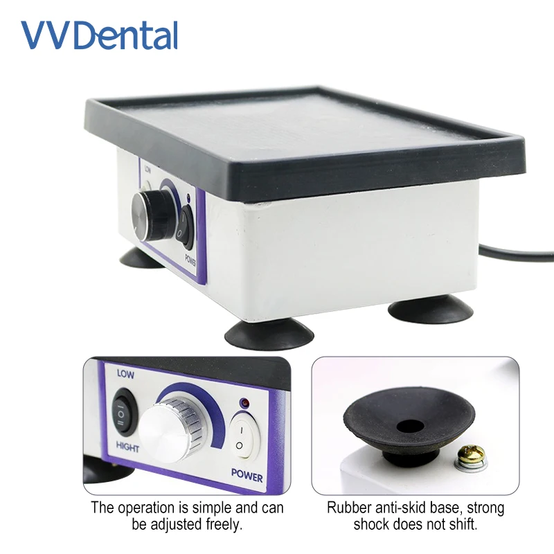 VV Small 120W Dental Plaster Vibrator Lab Oscillator Vibrating Platform for Dental Material Testing & Plaster Work