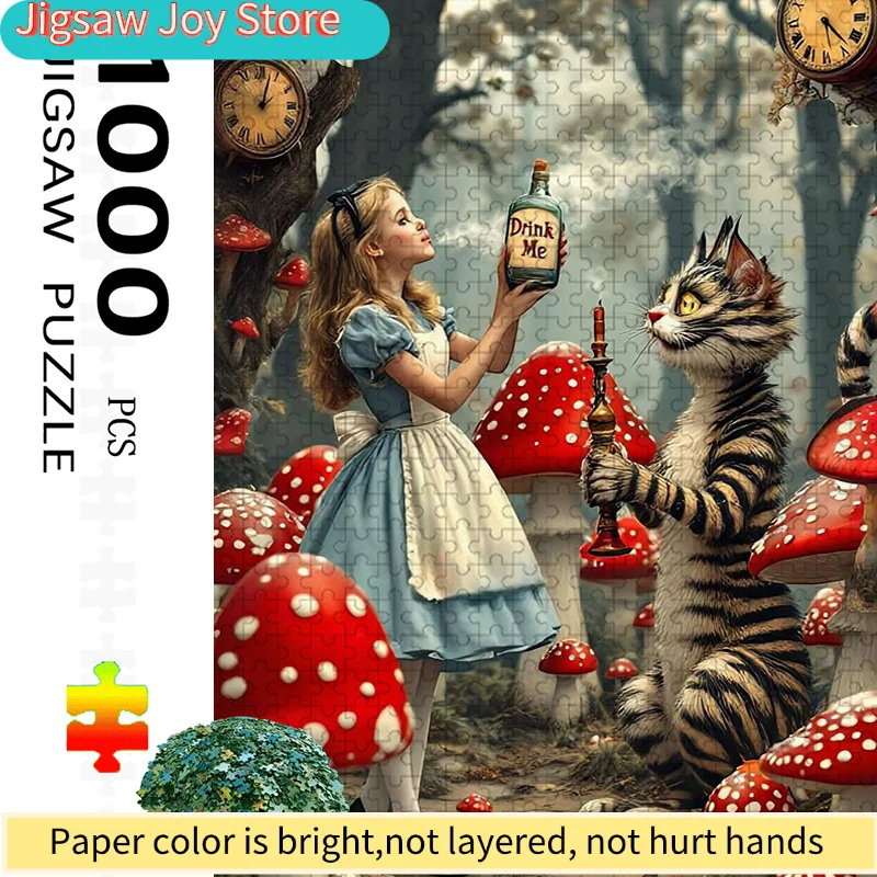 1000-delige kleurrijke Wonderland Alice puzzel |   Levendig abstract ontwerp, Alice in Wonderland-patroon, uitdagend en vermakelijk