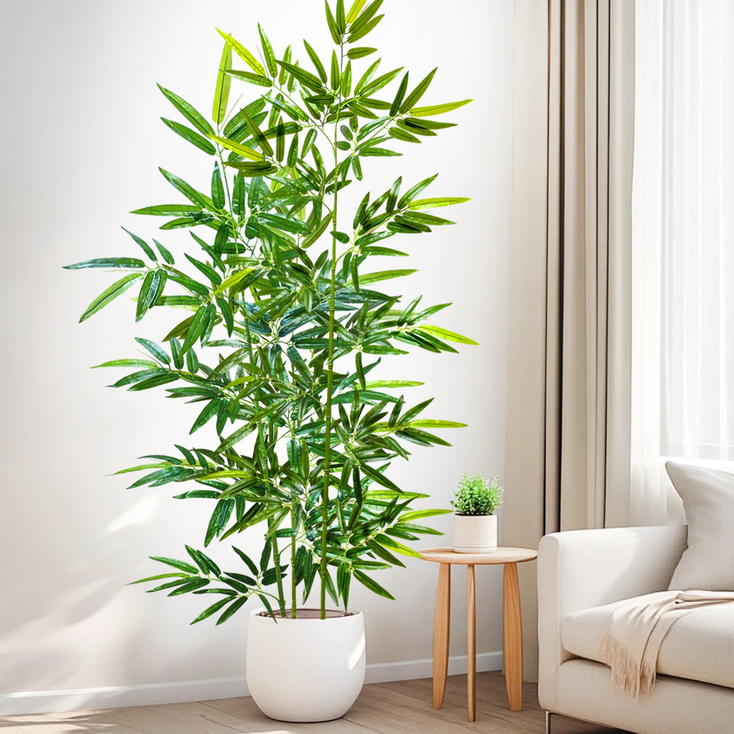 Hojas de bambú verdes artificiales de 120-180-240cm/94,48 pulgadas, plantas de ramas falsas, adecuadas para el hogar, decoración comercial de oficina