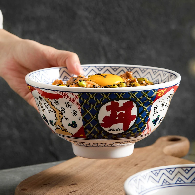 Porcelain Imitation Melamine and Air Shaft Rice Bowl Household Creative Lamian Noodles Soup Bowl Restaurant Commercial Tableware