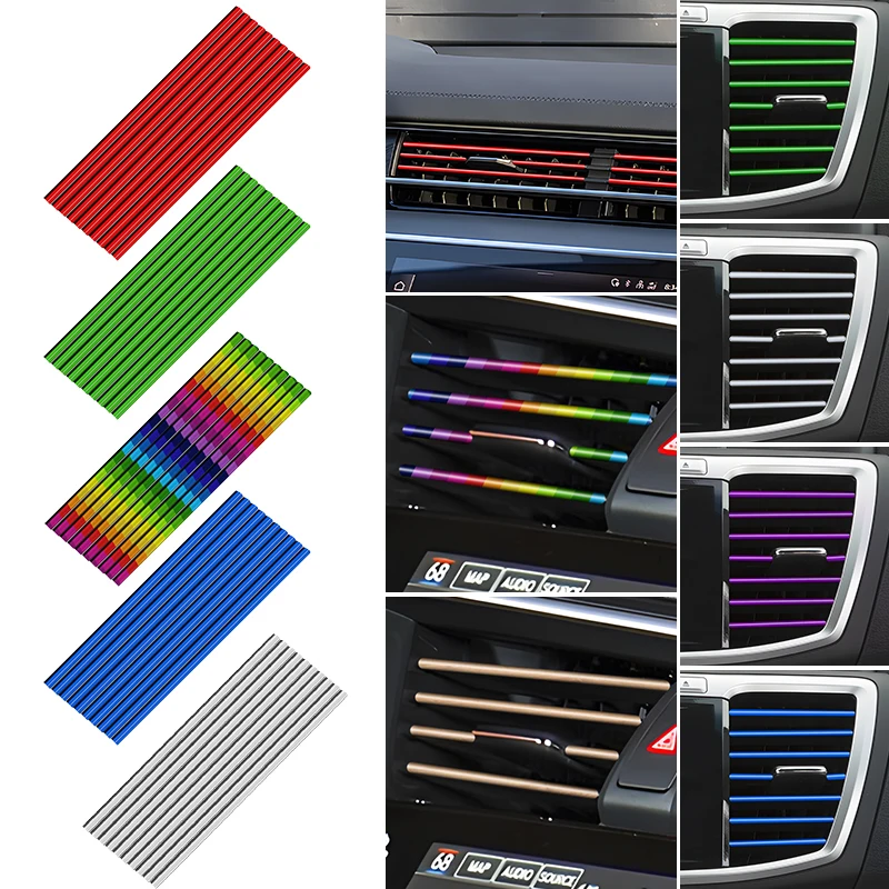 

For Toyota GR Corolla Camry Rav4 Yaris hilux Prius Auris Car Air Conditioner Outlet Decorative Strips U Shape PVC Colorful Trim