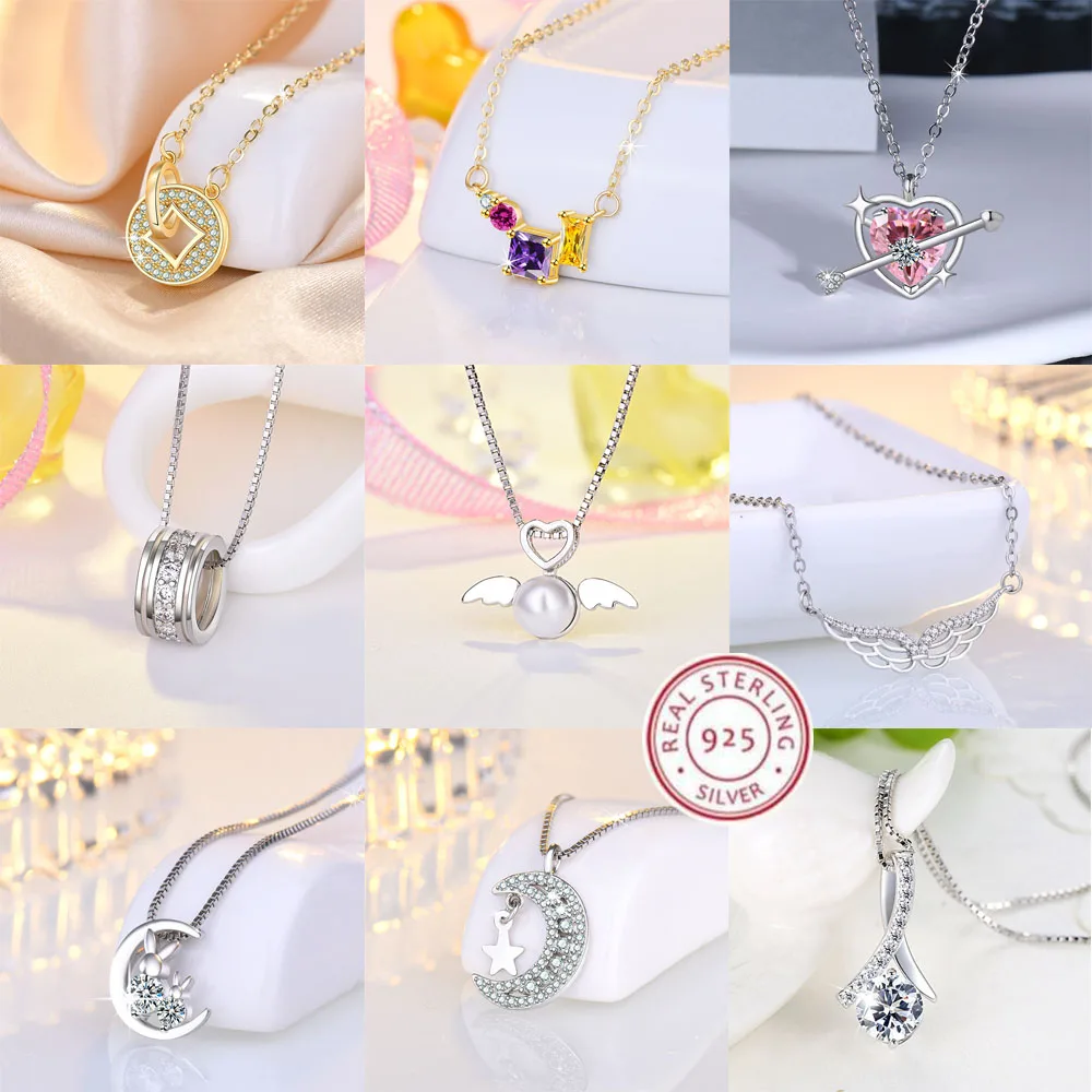 925SterlingSilverMoonNecklacePendantZirconForWomenFashionExquisiteStudentGirlfriendJewelryAccessoriesHeartGift-AliExpress36