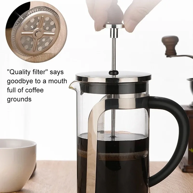 B25BBG Portable Compact French Press Pot for Fresh Coffee - 350ml Capacity, Perfect for Camping and Travel Coffee Pot