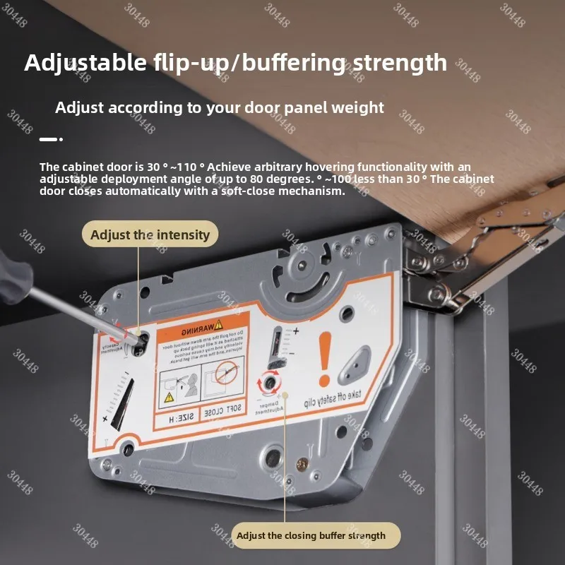 Heavy Duty Flip Door Support Adjustable Hydraulic Rod for Cabinets, Ultra-Wide Cabinet Door Buffer Gas Strut