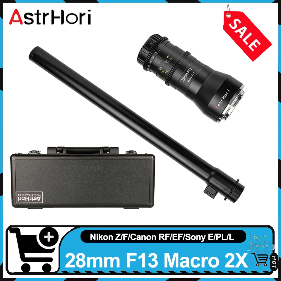 AstrHori 28mm F13 Macro 2X Full Frame Specialty Macro Probe Lens 90 Degree/Straight Version Waterproof Frond End Camera Lens