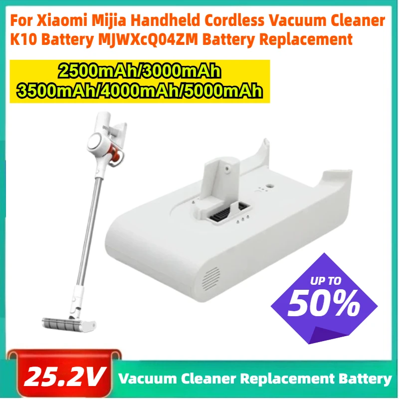 

Replacement Battery Pack for Xiaomi Mijia K10 Handheld Cordless Vacuum Cleaner 25.2V 5000mAh LI-ion Rechargeable Batteries