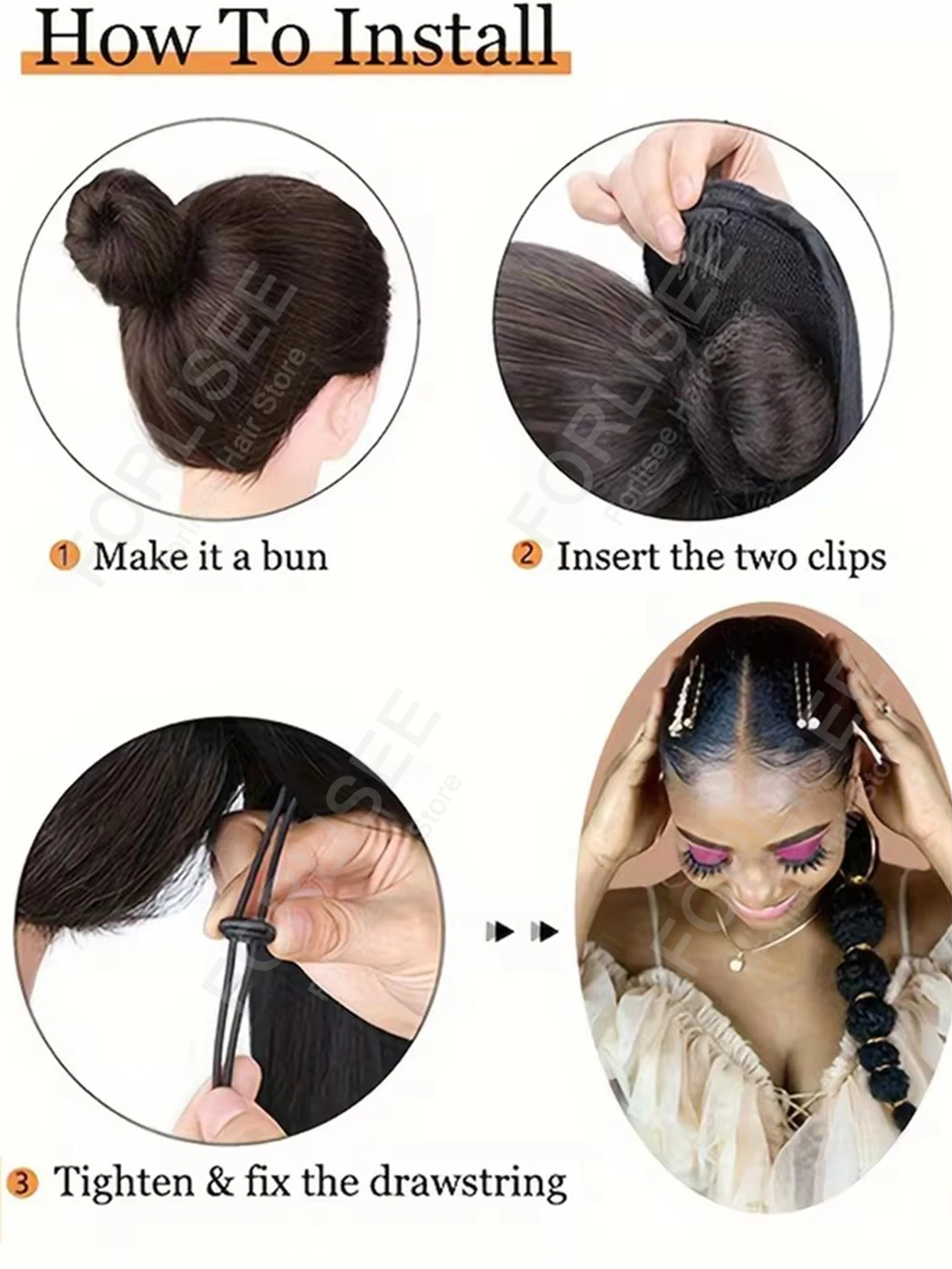 FORLISEE غريب الأفرو نفخة ذيل حصان تمديد للنساء السود فانوس طويل فقاعة الرباط كاذبة ضفيرة الاصطناعية قطعة شعر #5