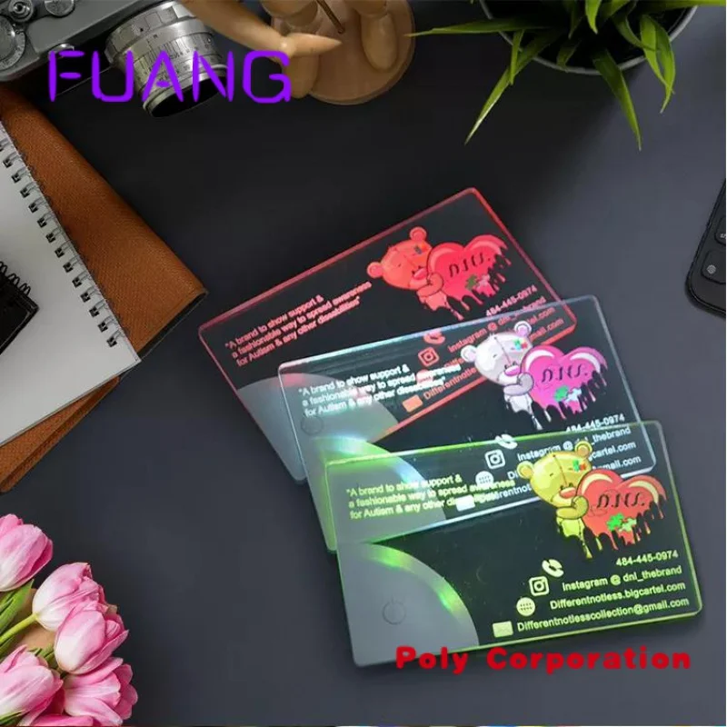 Customized Acrylic Invitation Card Luminous Luxury Metal Business Card Blank Card NFC