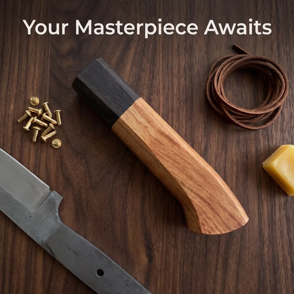 Ergonomic Solid Wood Knife Handle, Dual-color Spliced Wooden Scales, Handmade Knife Craft Replacement Accessory