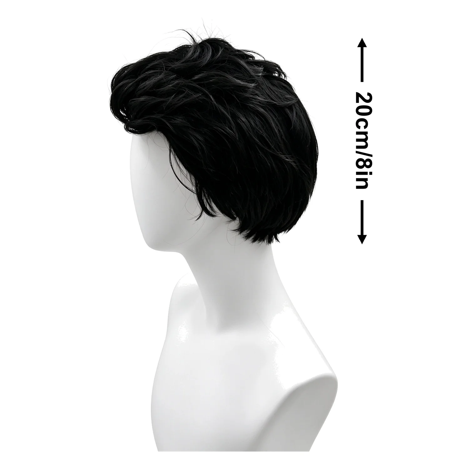 Short Curly Pixie Wig 8 Inch 1B Natural Black Heat Resistant Synthetic Wig For Women, Cosplay Party