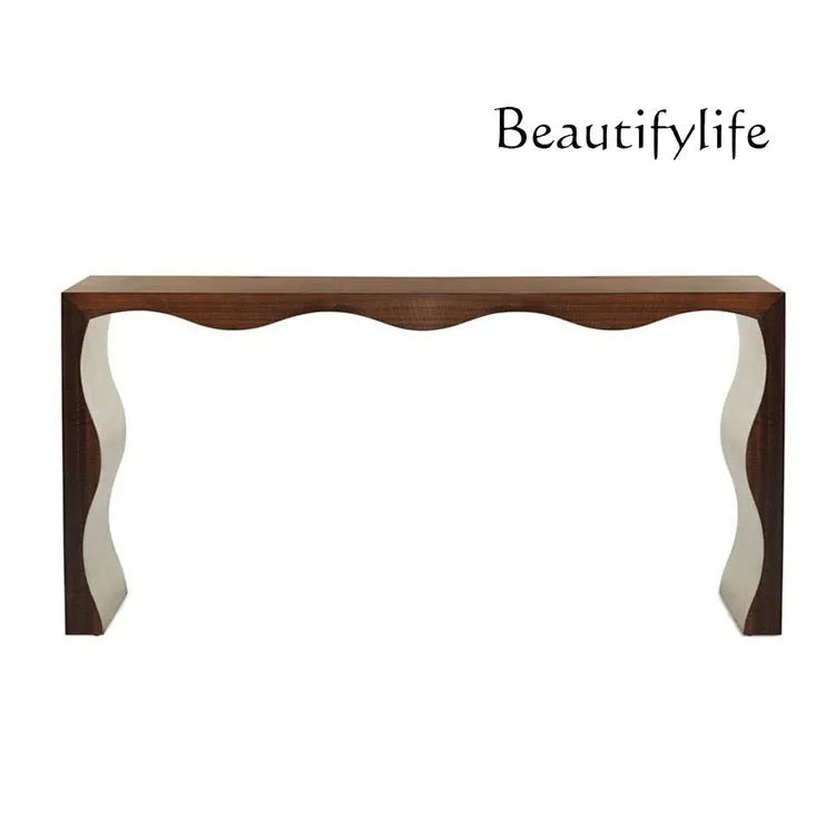 

American solid wood entrance table French simple and retro old entrance table aisle living room against the wall
