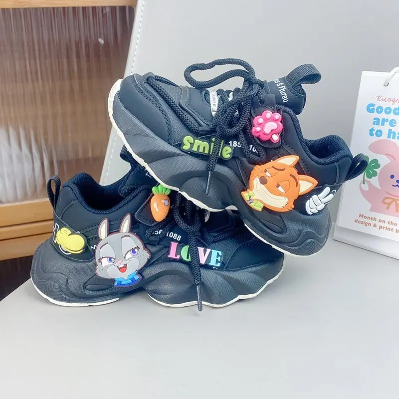 

2025 New Spring Autumn Kids Judy Rabbit Cartoon Dad Shoes Breathable Non-slip Running Sneakers Cute Casual Shoes for Boys Girls