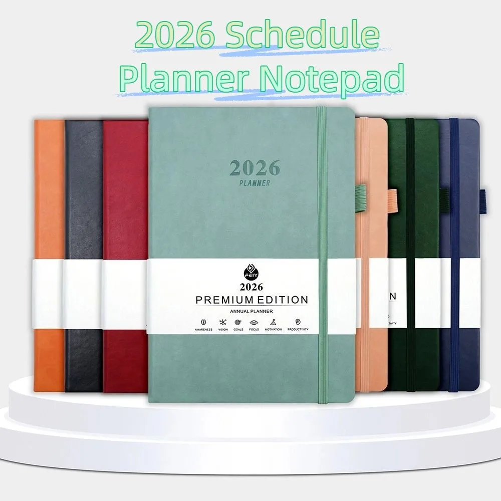 Bloc de notas planificador de horarios en inglés 2026, cuaderno de planificación de Agenda A5 resistente al desgaste de 12 meses, papel grueso Simple