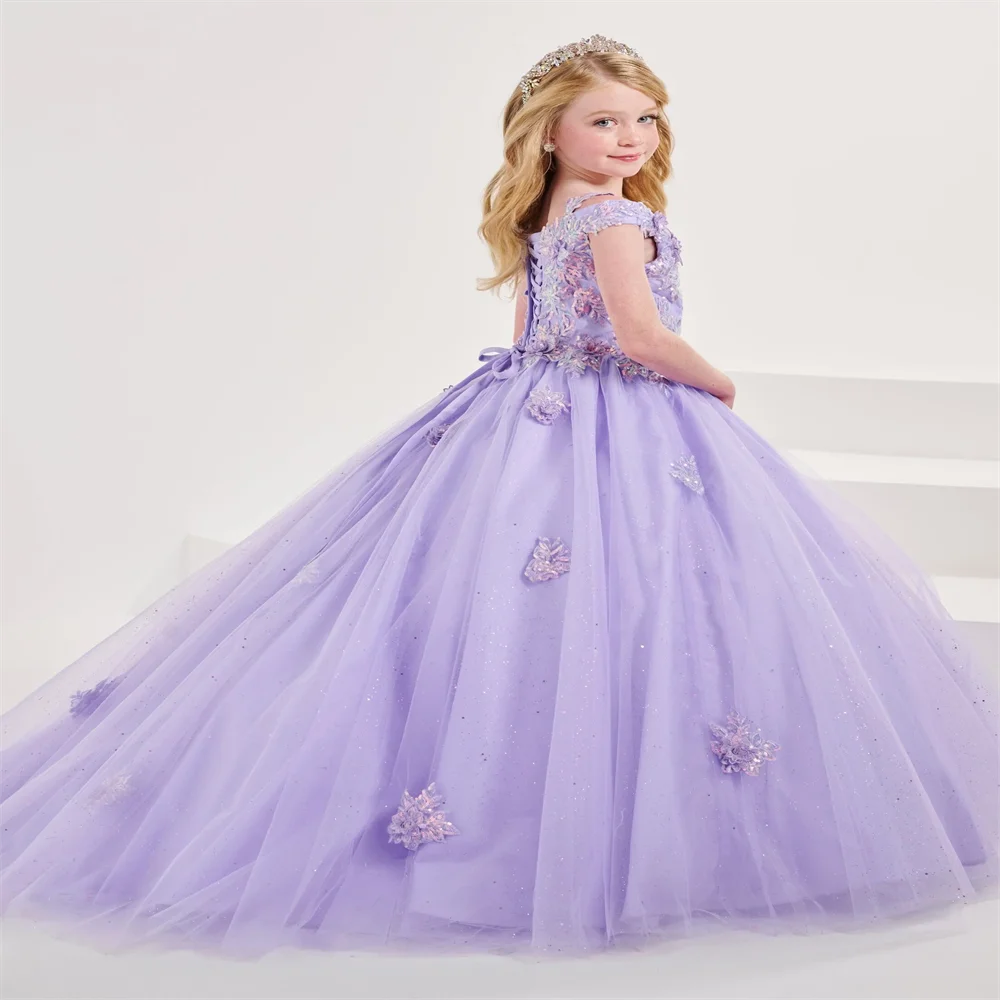 

Pink New Flower Girl Dress Sequins Holy Communion Custom-made Beautiful Princess Prom Beauty Pageant