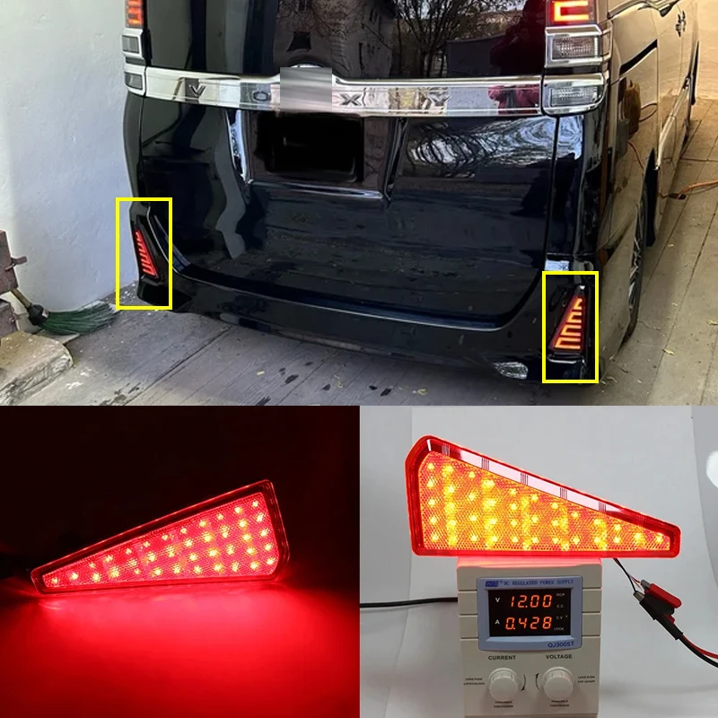 2 قطعة سيارة لتويوتا نوح فوكسي 80 سلسلة 2014 2015 2016 2017 2018 LED المصد الخلفي عاكس الفرامل ضوء مصباح الضباب الخلفي #6