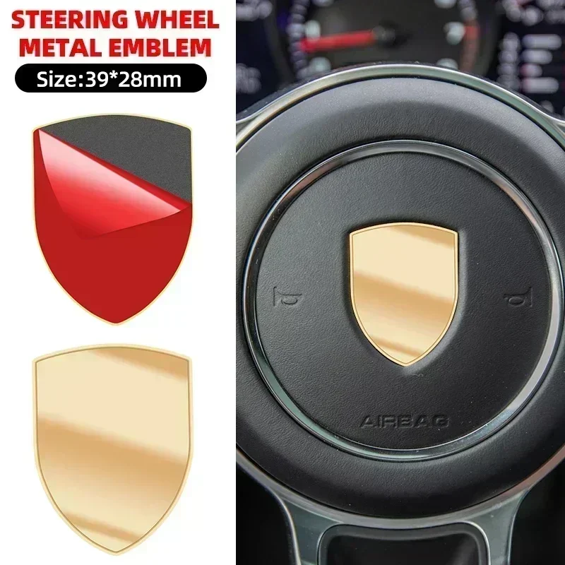 

39mm*28mm 3D Metal Emblem Sticker car steering wheel badge logo for Panamera Cayman Macan Cayenne Boxster Carrera 911 718 4 S