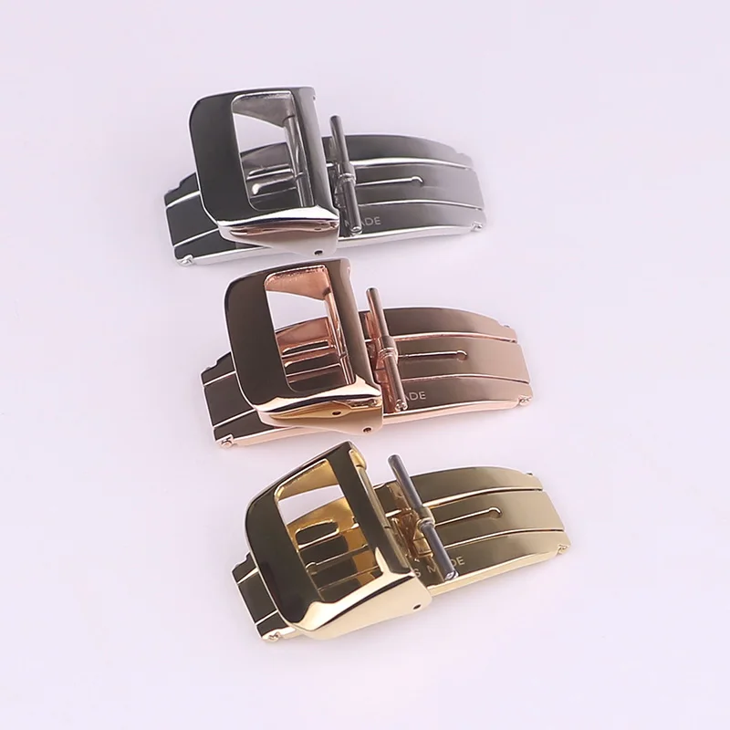 XIANERSHANG New 18MM Belt Buckle 316L Stainless Steel Butterfly Buckle Luxury Rose Gold Folding Clasp Watch Accessories