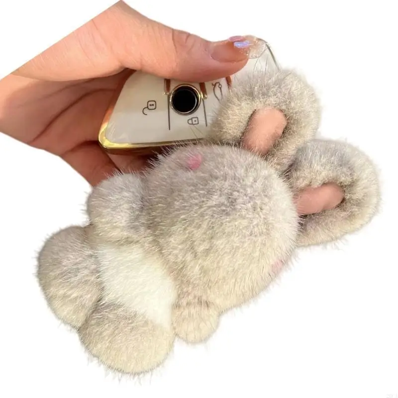 أفخم فرو المنك أرنب حلقة رئيسية رائعتين Bunnys حقيبة سلسلة مفاتيح حلية للأطفال أنيق الأطفال على ظهره الديكور 20CA