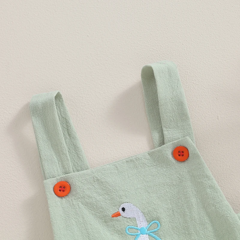 

Newborn Baby Girls Romper Sleeveless Duck Printed Bodysuits Infant Clothes Cotton Linen Outfits