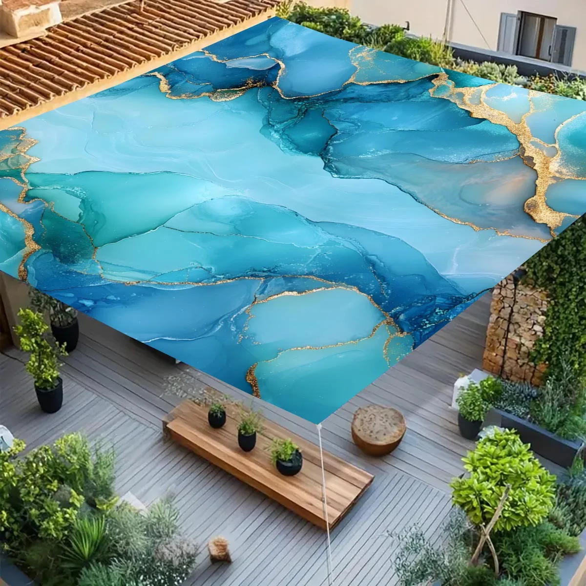 Color Flower Camping Sunshade Tent Camping Tarpaulin Picnic Cover Portable Village BeachCamping Tent Terrace Decor Ceiling Cloth image 4