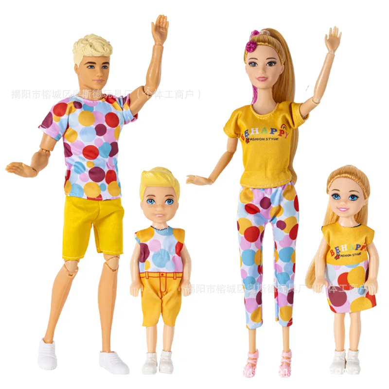 30cm Girl Princess Couple Doll Happy Family Casual Fashion Clothes Set 1/6 BJD Dolls Joints Movable Kids Play House Dress Up Toy