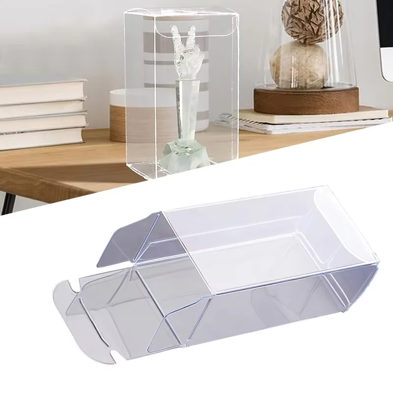 50PCS Clear PVC Folding Box 30x40x82mm Transparent Cosmetic Storage Holder for Hotwheels Collectibles Display