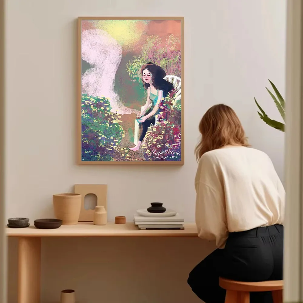 خمر قماش جدار الفن الأزهار فتاة صورة الجمالية غرفة ديكور Cottagecore ديكور المنزل المشهد اللوحة هدية #5