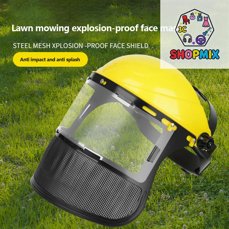 Novo chapéu de capacete de segurança para aparador de grama de jardim com máscara protetora de malha facial completa para registro cortador de escova proteção florestal