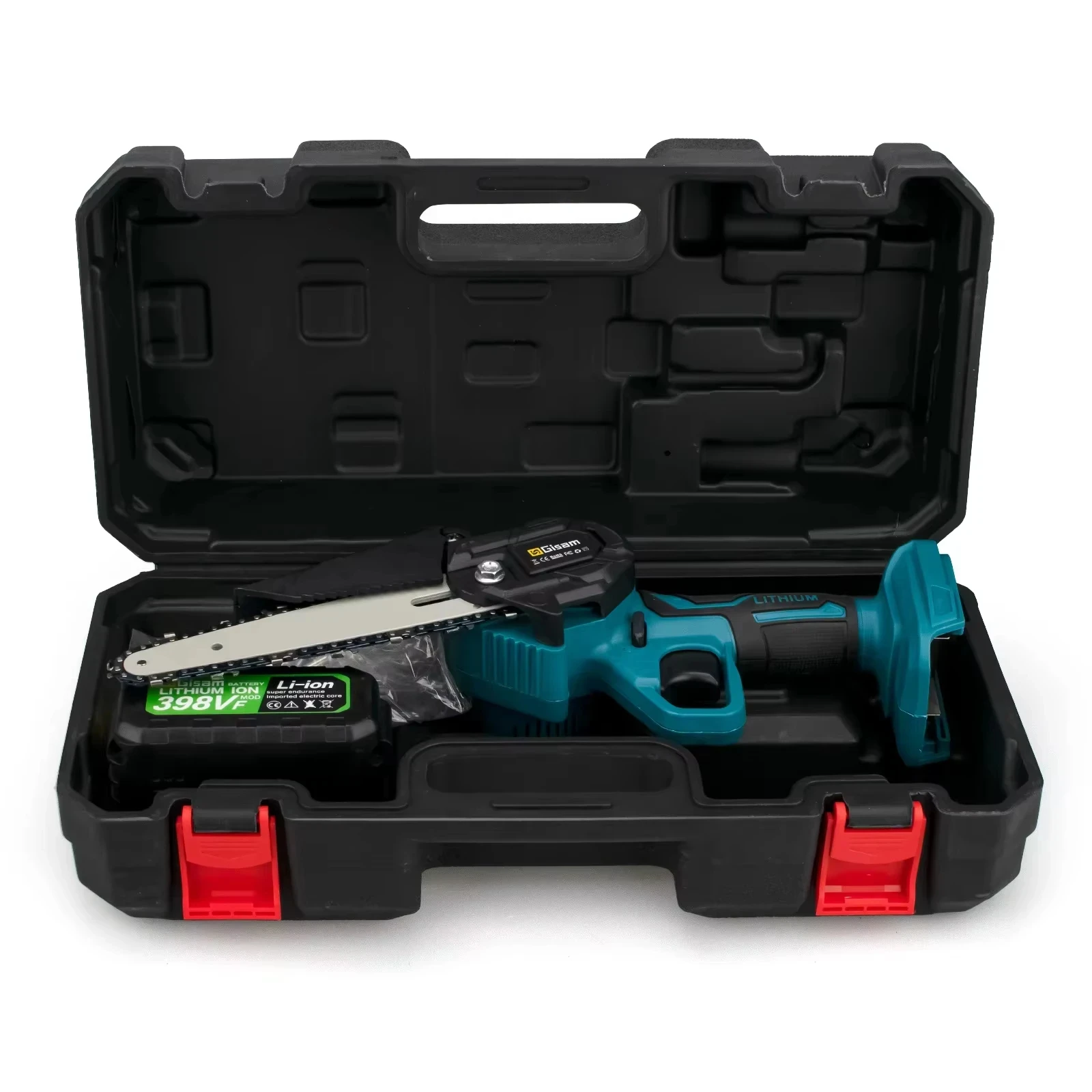 Gisam Battery Electric Chainsaw 6Inch Rechargeable Woodworking Saw Handheld Pruning Logging Saw Garden Tool for 18V 21V Battery
