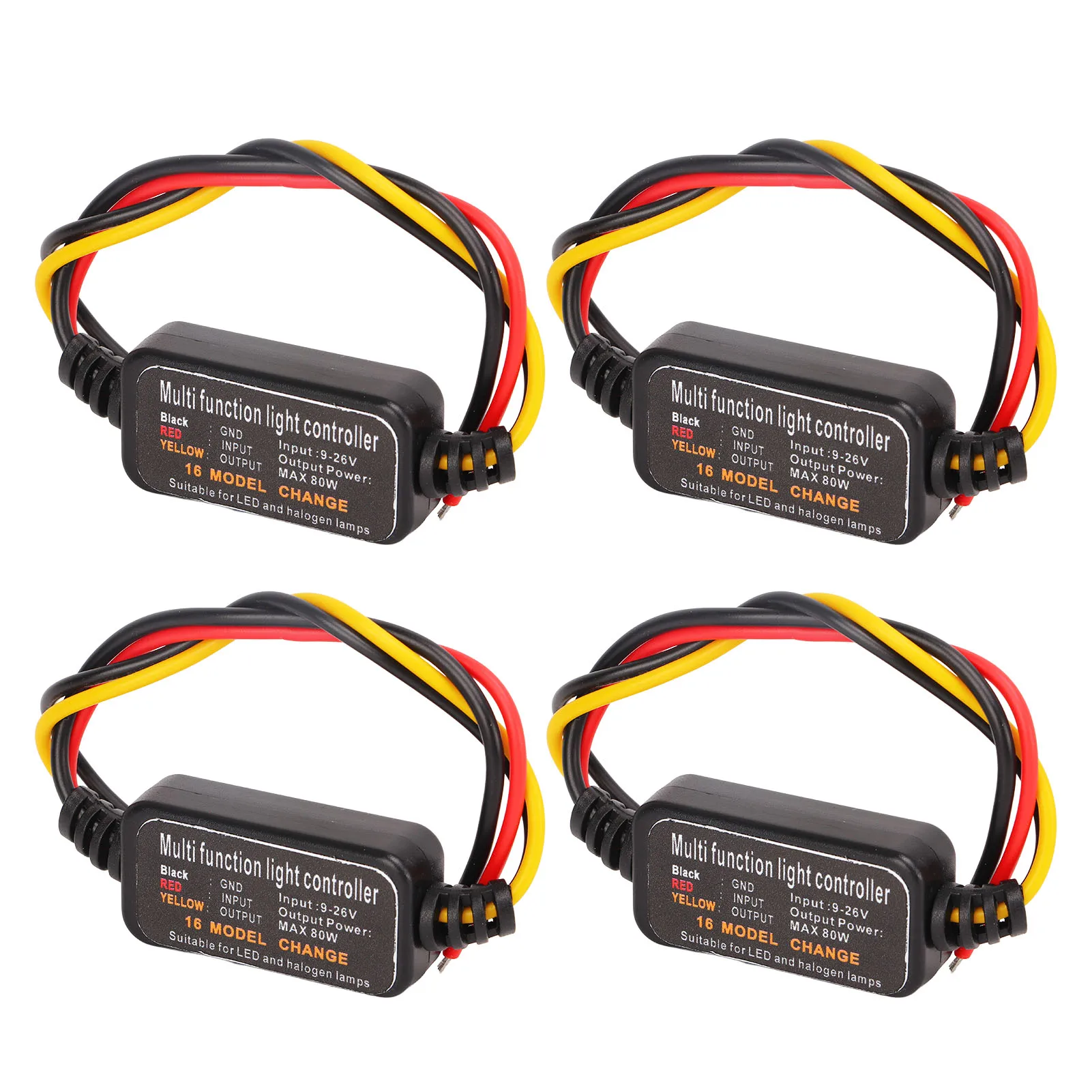 4PCS DC9‑26V LED Brake Light Flasher Strobe Controller 16 Modes Adjustable for Car Motorcycle