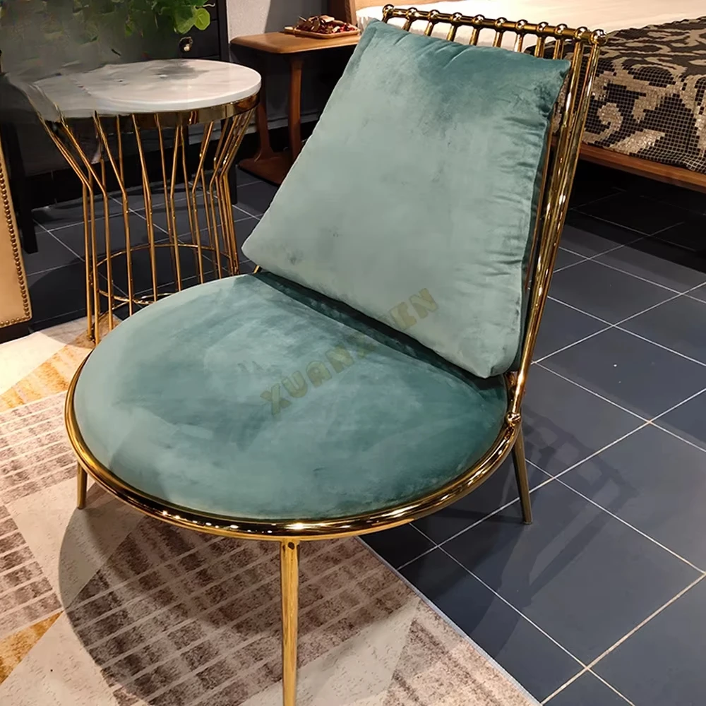 

Light Luxury Furniture Modern Home Bedroom Single Leisure Chair Hotel Living Room Single Chair Stainless Steel Sofa Chair