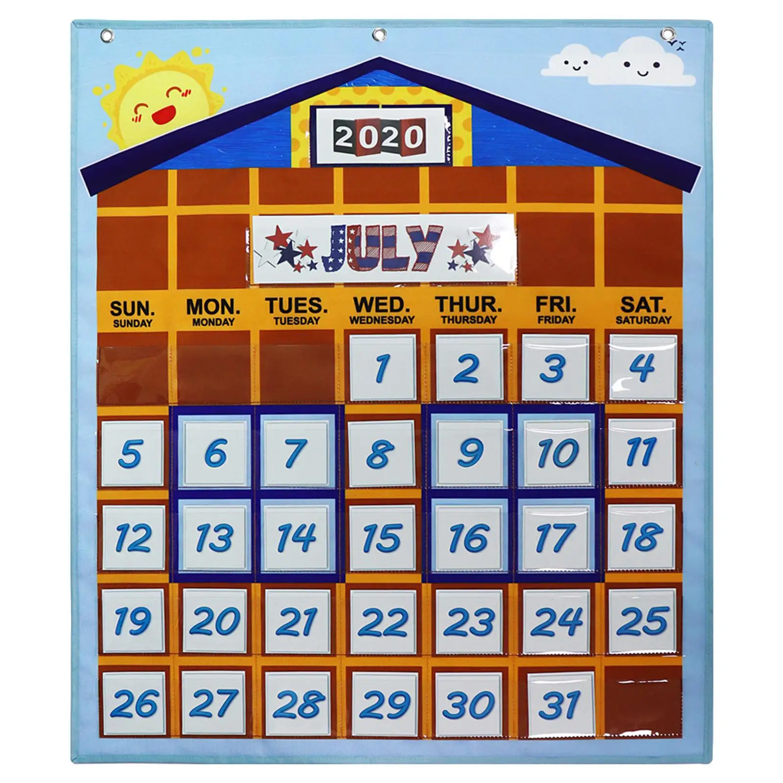 Monthly Wall Calendar Hanging Bag Teaching Aid Multifunction for