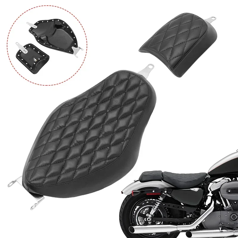 

Motorcycle Black Front Driver Rear Passenger Seat Pillion Cushion Accessories For Harley Sportster XL 48 883 1200 2004-2020