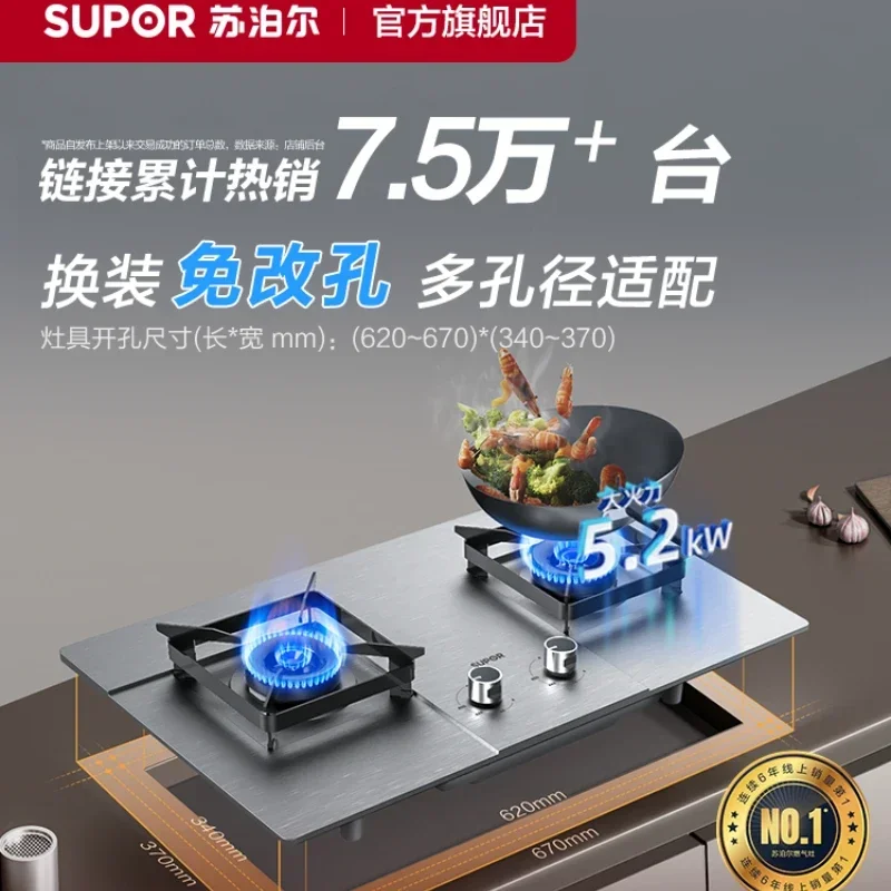 Fashionable and Efficient Gas Stove with Double Burner for Natural Gas and LPG