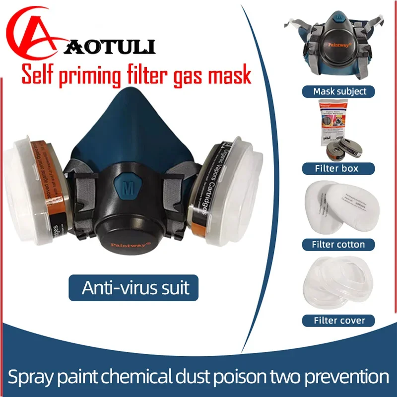 

Spray Paint Protective Mask Paintway Mask 6102 Gas Mask Respirator With Filter Fit Painting Spraying Dust Proof Car Paint Job