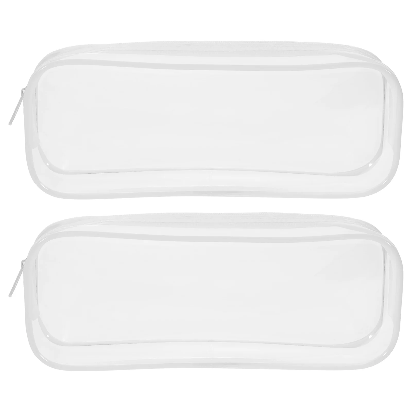 2 قطعة مقلمة محمولة سعة كبيرة حقيبة أقلام متعددة الوظائف حقيبة تخزين الأدوات المكتبية لطلاب المدارس البالغين واضح #5