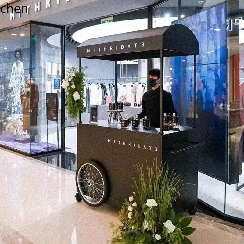 Promotional Float Stall Trolley Supermarket Hand Push Stall Commercial Mobile Bread Coffee CartL28