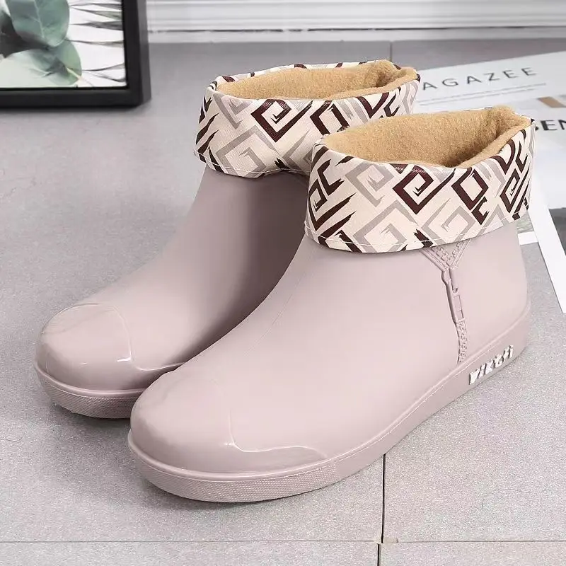 

Новинка 2024, женские Всесезонные туфли с высоким верхом и плоской подошвой, Нескользящие водонепроницаемые рабочие туфли со съемным хлопковым покрытием