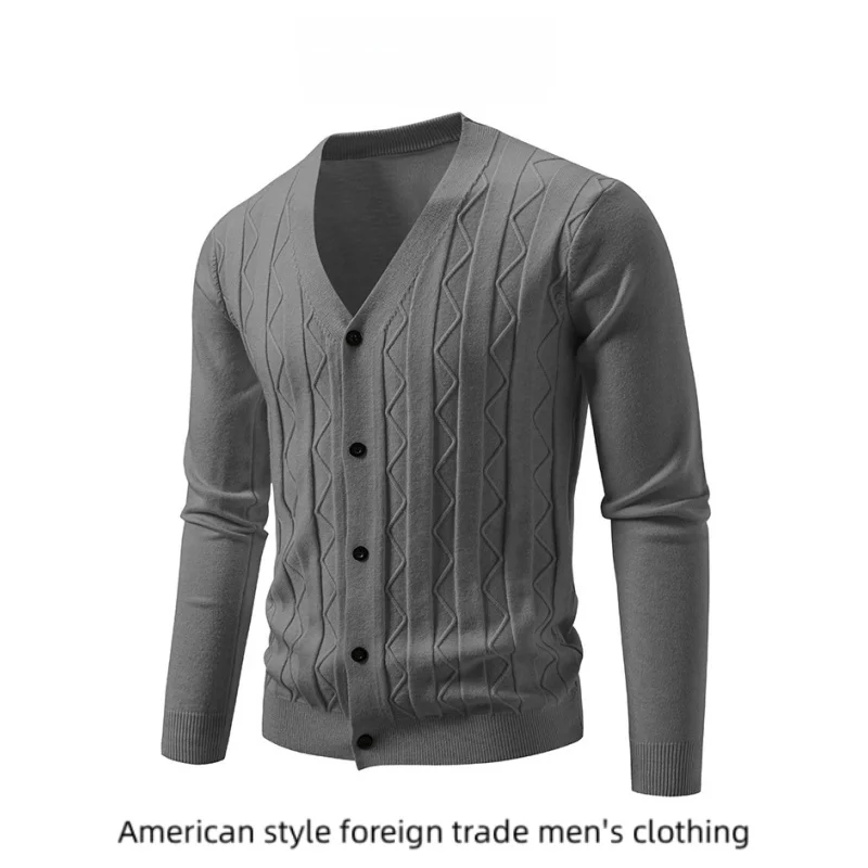 

Теплый вязаный свитер с V-образным вырезом и лесом, кардиган, повседневный длинный свитер из смеси хлопка, мужская модная солнцезащитная одежда