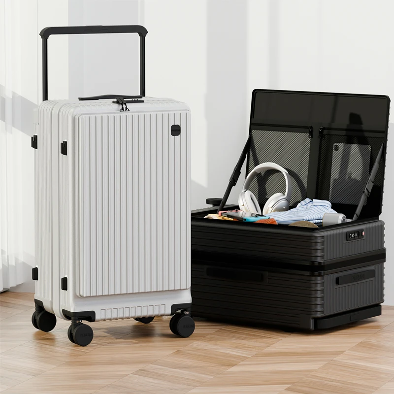 

MAX Large Capacity Side-Opening Luggage Wide Handle Expandable Travel Suitcase Wet/Dry Compartments Silent Wheels Trolley Case